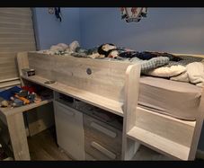 mid sleeper bed with desk and storage
