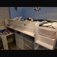 mid sleeper bed with desk and storage