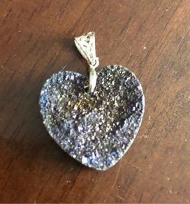 Sterling Silver Titanium Druzy Heart Pendant
