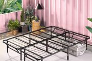King Size Bed frame - 5ft (150 x 200 cm) - 14'' Height - Folding Bed with Storage Space Underneath - Great for Guest - Zero Assembly - Black