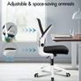 Mesh Office Chair with Adjustable Lumbar Support, Mid-back Ergonomic Desk Chairs for Home Office, Height Adjustable Swivel Computer Chair with Flip-up Armrest, Tilt Function, Black & White Image 4