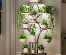 Indoor Plant Stand with Grow Lights, 6 Tiered Tall Plant Shelf for Multiple Plants, 160cm Space-Saving Corner Flower Holder for Home, Living Room, Office & Patio Decor, Rustic Brown
