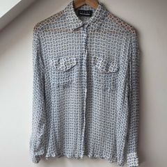 The Kooples Sport Sheer Silk Geometric Print Blouse Size 10 12
