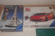 Ravensburger 3D Puzzles  Eiffel Tower Night Edition &amp; Lamborghini Huracan