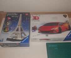 Ravensburger 3D Puzzles  Eiffel Tower Night Edition & Lamborghini Huracan