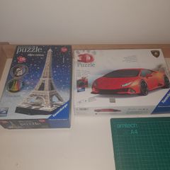 Ravensburger 3D Puzzles  Eiffel Tower Night Edition & Lamborghini Huracan