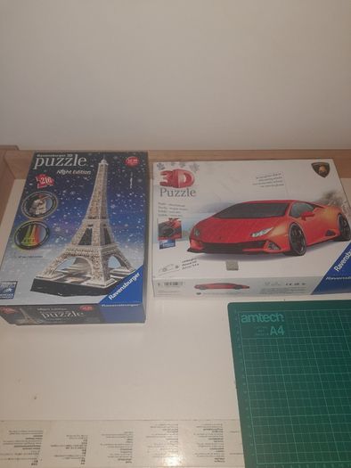 Ravensburger 3D Puzzles  Eiffel Tower Night Edition & Lamborghini Huracan