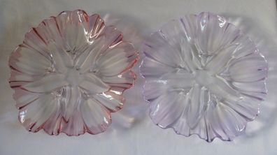 2 Mikasa Art Glass Tulip Pattern Plates