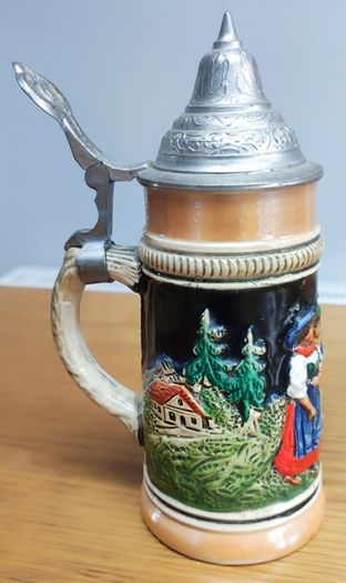 German Beer Stein Pewter Lid Vintage Made in Germany