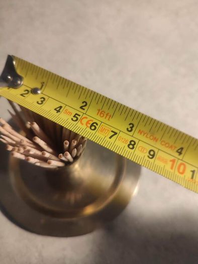 Small Brass Pot  Toothpick Set on on small brass trey.