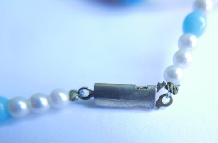 Vintage Hand Painted Bead Necklace or Bracelet length 19"