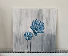 Abstract blue flowers painting