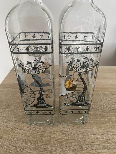 Reduced Set of tall oil and vinegar bottles in stand