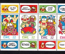 1996 Ireland Greeting (Zig & Zag) Commemorative Stamps Booklet Pane Mint Never Hinged (MNH). Hibernian HP84