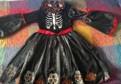 Halloween Skeleton Dress Costume age 9-10yrs