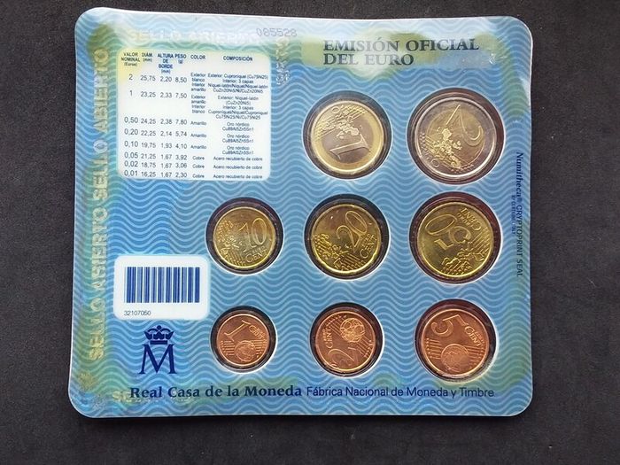 Spanish Official Brilliant Uncirculated (BU) 2003 Euro Coin Set