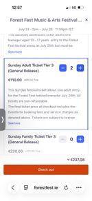 2 x Forest Fest Sunday 26th tickets