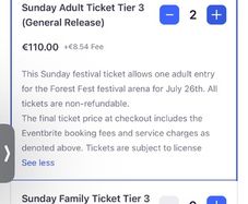 2 x Forest Fest Sunday 26th tickets