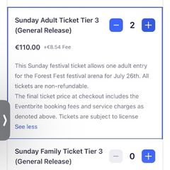 2 x Forest Fest Sunday 26th tickets