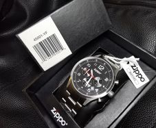 Men's Watch Chronograph ZIPPO 45001 Sports Military Black Analog Dial