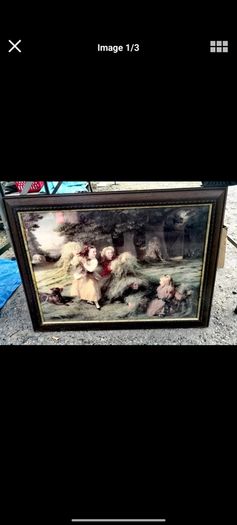 Large oleograph with children