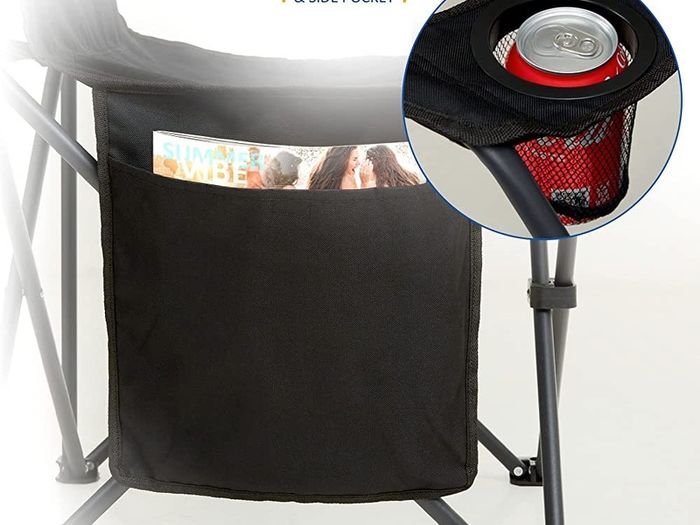 Set of 2 Folding Camping Chairs, Extra-Wide Lightweight Outdoor Chairs with Armrests, Cup Holder and a Side Pocket, 120kg Capacity per Chair MULTIPLE COLOURS AVAILABLE (FREE SHIPPING)