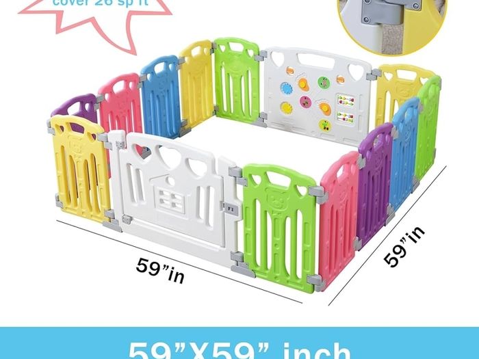 Baby Playpen Kids Activity Centre Safety Play Yard Home Indoor Outdoor New Pen (Multicolour, Classic Set 14 Panel) (Multicolour 14 Panel)