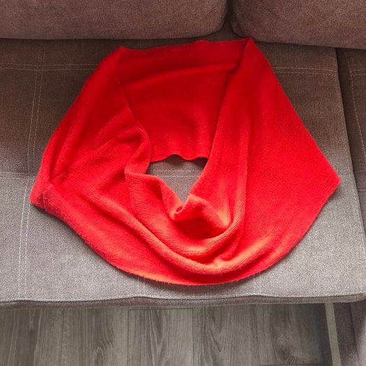 Orange knitted loop scarf