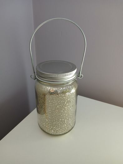 Small grey and white Next vase, with free item - battery operated light-up jar