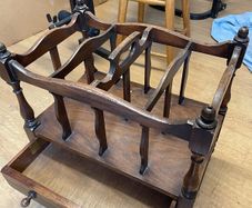 Vintage Wooden Canterbury Magazine  Newspaper Rack with Drawer