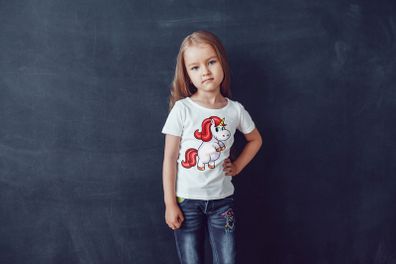 Cute Unicorns Printed Girls T-shirt Tee Top Shirt Birthday Girl Tee Unicorn Tshirt