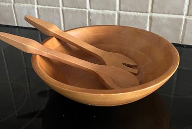 Wooden Salad Bowl & Serves