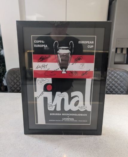 Liverpool FC 1977 European Cup Final Signed Framed Programme Printed Poster (A3)