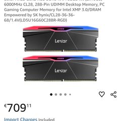 32gb Lexar Ares Gen 2 Ram 32GB Kit (2x16GB) 6000MHz CL28