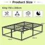 King Size Bed Frame 150x200 cm with Sturdy Slats Support, Black 46 cm High Heavy Duty Metal King Bed Frame, Large Underbed Storage, Noise Free, Easy Assembly Image 2
