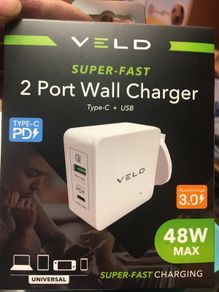 48W Wall Charger 2 Port Charges USB-C Laptops and Chromebooks up to 48W, plus iPads, mobile phones and more