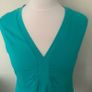 Green/ teal sleeveless v neck ruched top. Size 16 Image 2