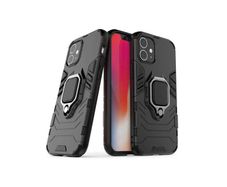 For iPhone 12 Mini Cover Hybrid Case Rugged Shockproof Magnet Ring Stand Black New - FHT06IPK5