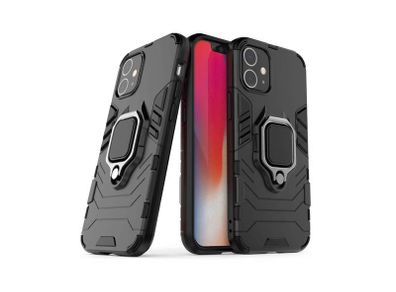 For iPhone 12 Mini Cover Hybrid Case Rugged Shockproof Magnet Ring Stand Black New - FHT06IPK5