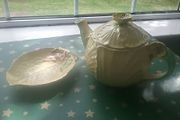 Carlton ware Teapot + Small Yellow Leaf Dish