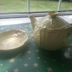 Carlton ware Teapot + Small Yellow Leaf Dish