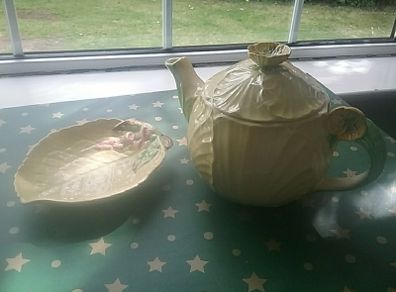 Carlton ware Teapot + Small Yellow Leaf Dish