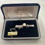 Vintage Japanese Misuzu Genuine Pearl SILVER Tie Clip Bar Boxed Toba Japan Image 4