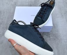 Arne Leather Toe Cap Trainer - Blue