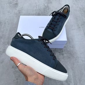 Arne Leather Toe Cap Trainer - Blue