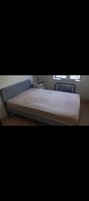 IKEA Slattum Double Bed with Mattress and Mattress Topper