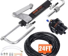 Hydraulic Outboard Steering Kit, 90HP, Marine Boat Hydraulic Steering System, with Helm Pump Two-Way Lock Cylinder and 731.5 cm Hydraulic