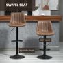 Adjustable Bar Stools Set of 2 Counter Height Barstools Dining Chairs 360 Swivel with Footrest for Home Pub, Brown Image 4