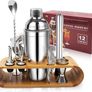 NEW SALE | Cocktail Shaker Set,750 ML Stainless Steel Cocktail Mixing Set with Stand,Bartending Kit for Home,Bar,12 Pieces Bar Tool Kit for Christmas,Birthday,Anniversary,Weeding Image 2
