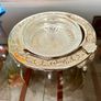 Vintage Silver Colour Roll Top Butter Dish with Glass Insert or Ornate Caviar Server Image 9